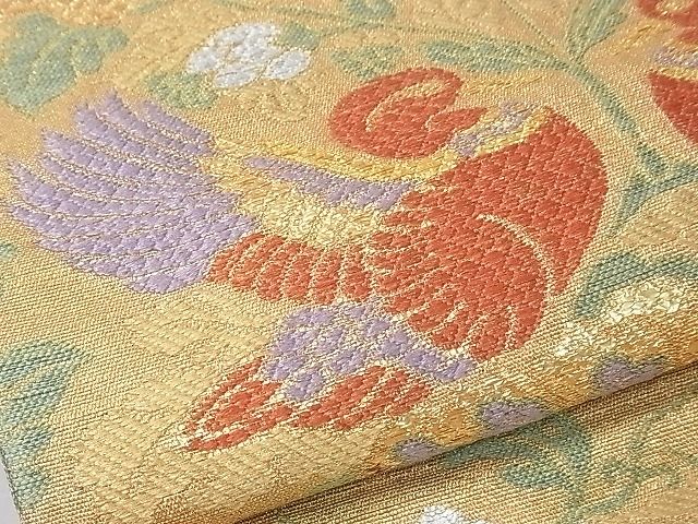 平和屋着物■六通柄袋帯 向かい鳥花文 金銀糸 逸品 CAAF8693th