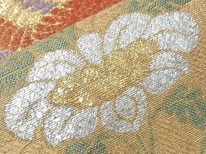 平和屋着物■六通柄袋帯 向かい鳥花文 金銀糸 逸品 CAAF8693th