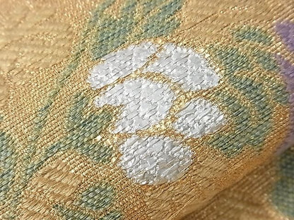 平和屋着物■六通柄袋帯 向かい鳥花文 金銀糸 逸品 CAAF8693th