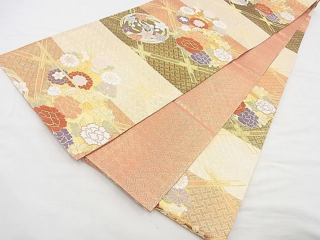 平和屋着物◎佐賀錦 六通柄袋帯 唐織 花丸文 金糸 逸品 BAAG3161kj