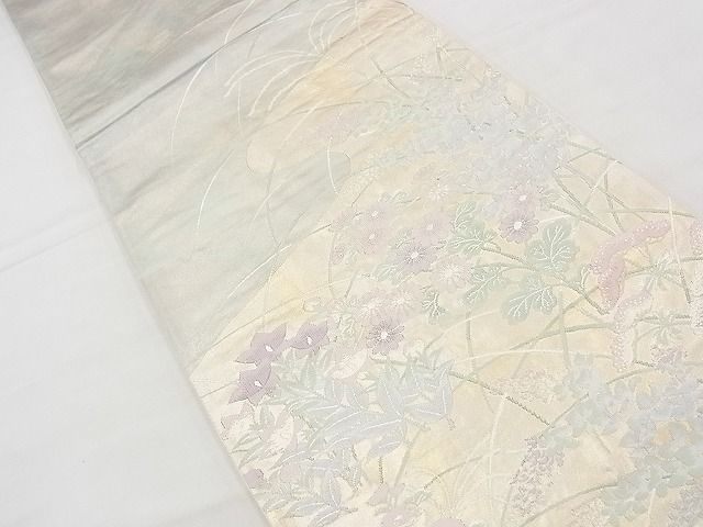 平和屋着物◎太鼓柄袋帯 草花文 金銀糸 逸品 BAAG3183kj