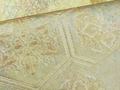 平和屋着物◎六通柄袋帯 色紙重ね花文 金糸 引箔 逸品 BAAG3188kj