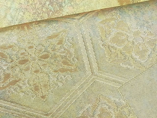 平和屋着物◎六通柄袋帯 色紙重ね花文 金糸 引箔 逸品 BAAG3188kj