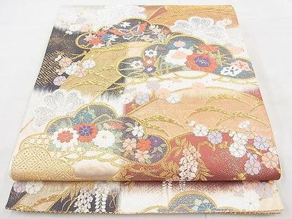 平和屋着物◎六通柄袋帯 唐織 草花文 金銀糸 逸品 BAAG3196kj