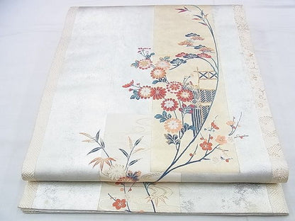 平和屋着物◎太鼓柄袋帯 唐織 名錦加賀春秋文 金糸 引箔 逸品 BAAH4414kj