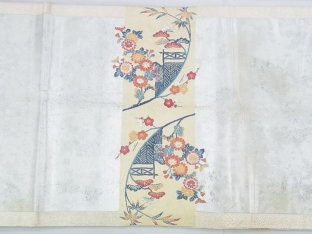 平和屋着物◎太鼓柄袋帯 唐織 名錦加賀春秋文 金糸 引箔 逸品 BAAH4414kj