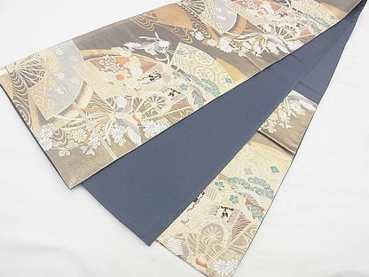 平和屋着物◎六通柄袋帯 唐織 御所車鳳凰花文 金銀糸 逸品 BAAH4450kj