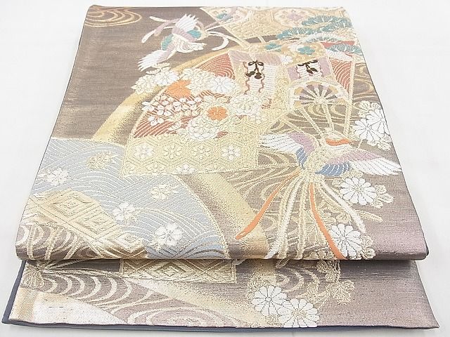 平和屋着物◎六通柄袋帯 唐織 御所車鳳凰花文 金銀糸 逸品 BAAH4450kj