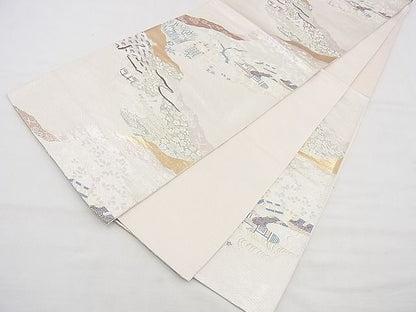 平和屋着物◎六通柄袋帯 唐織 風景文 金銀糸 逸品 BAAH4455kj