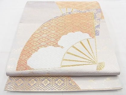 平和屋着物◎六通柄袋帯 唐織 扇面吉祥文 金糸 逸品 BAAH4467kj