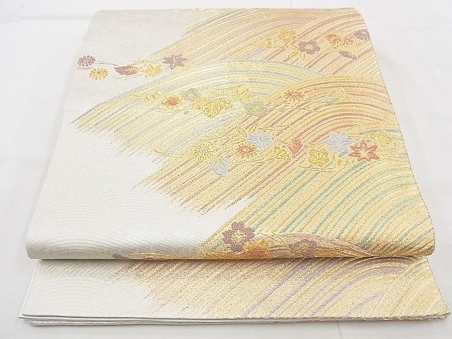平和屋着物◎六通柄袋帯 玉かずら 彩詩観流文 金銀糸 逸品 BAAH4464kj