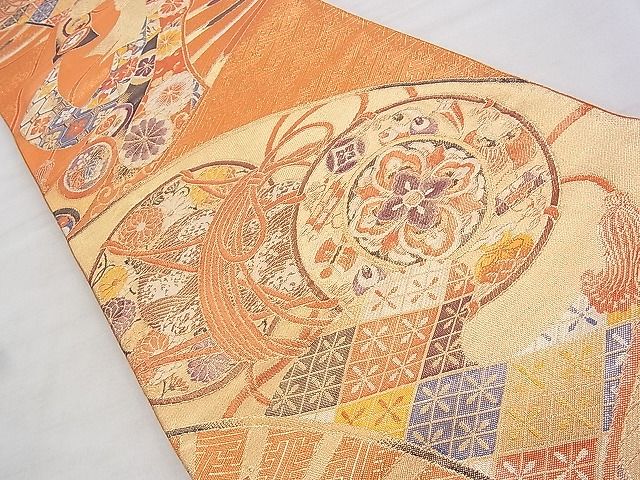 平和屋着物◎佐賀錦 六通柄袋帯 束ね熨斗花文 金糸 逸品 BAAH8337wk