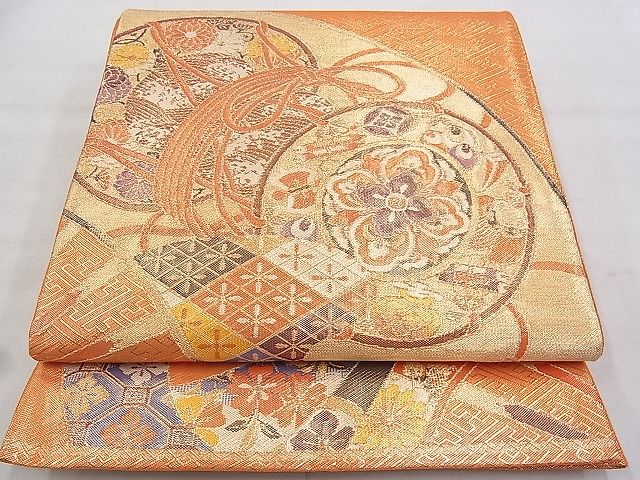 平和屋着物◎佐賀錦 六通柄袋帯 束ね熨斗花文 金糸 逸品 BAAH8337wk