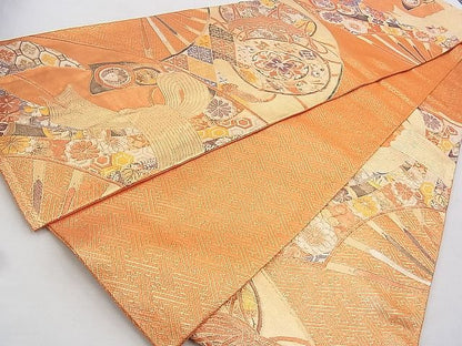 平和屋着物◎佐賀錦 六通柄袋帯 束ね熨斗花文 金糸 逸品 BAAH8337wk