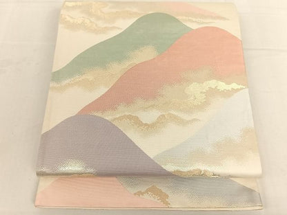 平和屋着物◎六通柄袋帯 重ね山文 金銀糸 正絹 逸品 AAAI7198Bfw