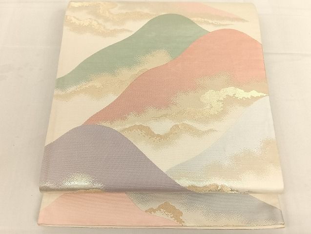 平和屋着物◎六通柄袋帯 重ね山文 金銀糸 正絹 逸品 AAAI7198Bfw