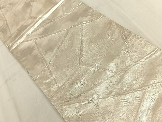 平和屋着物◎六通柄袋帯 ふくれ織 切り嵌め霞文 引箔 正絹 逸品 AAAI7200Bfw