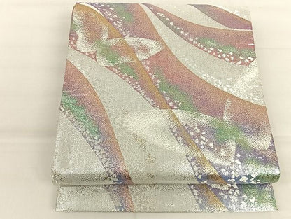 平和屋着物◎佐賀錦 六通柄袋帯 霞舞蝶文 金銀糸 正絹 逸品 AAAI7457Bfw