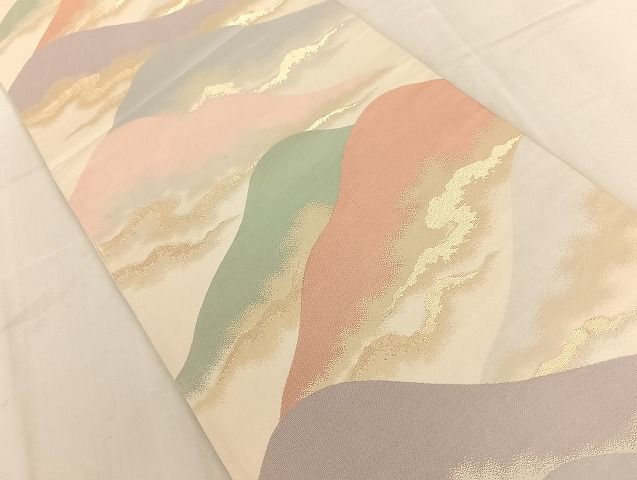 平和屋着物◎六通柄袋帯 重ね山文 金銀糸 正絹 逸品 AAAI7198Bfw
