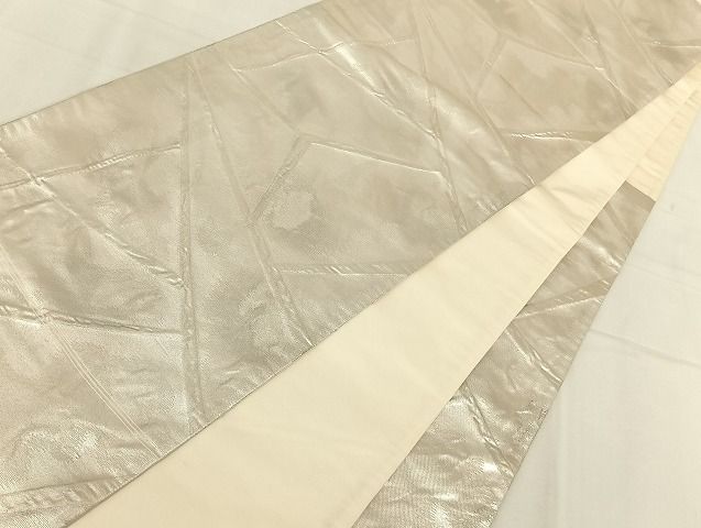 平和屋着物◎六通柄袋帯 ふくれ織 切り嵌め霞文 引箔 正絹 逸品 AAAI7200Bfw