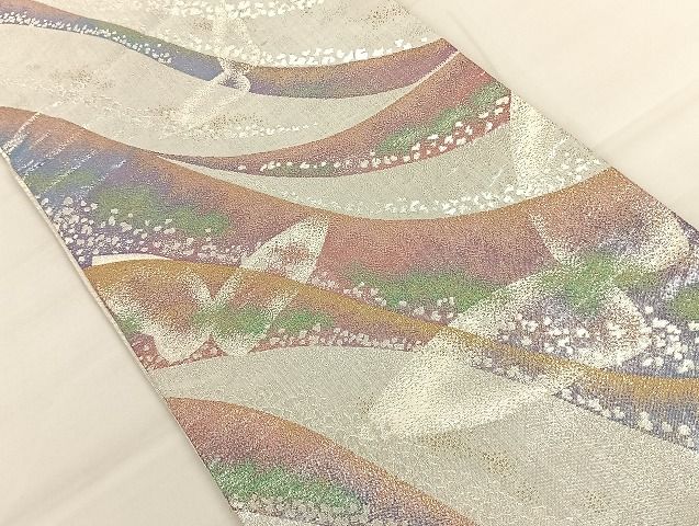 平和屋着物◎佐賀錦 六通柄袋帯 霞舞蝶文 金銀糸 正絹 逸品 AAAI7457Bfw