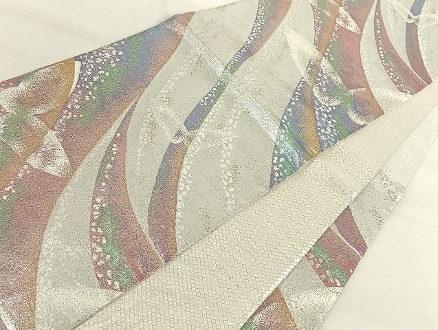 平和屋着物◎佐賀錦 六通柄袋帯 霞舞蝶文 金銀糸 正絹 逸品 AAAI7457Bfw