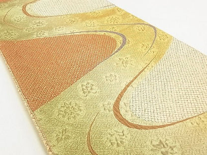 平和屋着物◎六通柄袋帯 ふくれ織 流水花文 金糸 逸品 DAAG5531tw