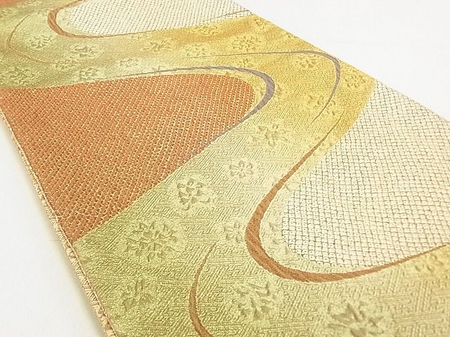 平和屋着物◎六通柄袋帯 ふくれ織 流水花文 金糸 逸品 DAAG5531tw