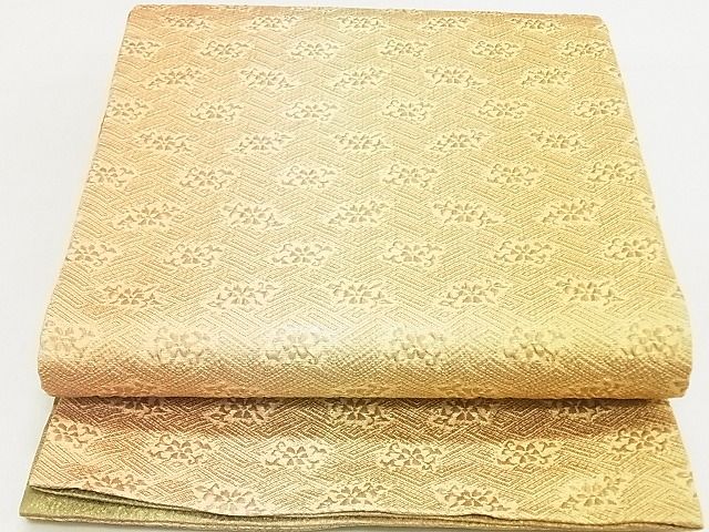 平和屋着物◎六通柄袋帯 ふくれ織 流水花文 金糸 逸品 DAAG5531tw