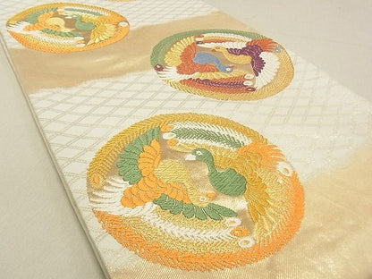 平和屋着物◎六通柄袋帯 唐織 鳳凰丸文 金糸 逸品 DAAG5528tw