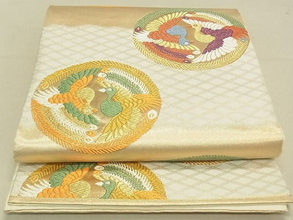 平和屋着物◎六通柄袋帯 唐織 鳳凰丸文 金糸 逸品 DAAG5528tw