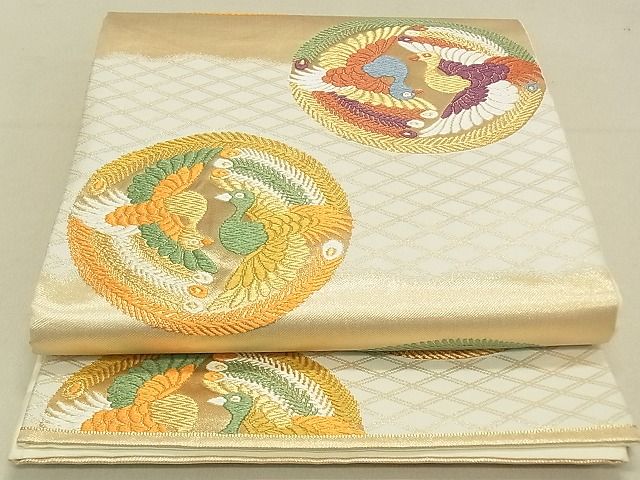 平和屋着物◎六通柄袋帯 唐織 鳳凰丸文 金糸 逸品 DAAG5528tw