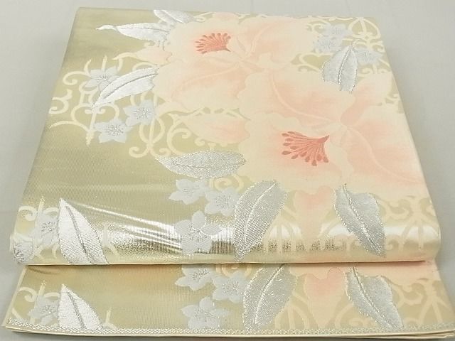 平和屋着物◎六通柄袋帯 唐織 草花文 銀糸 逸品 DAAG5558tw