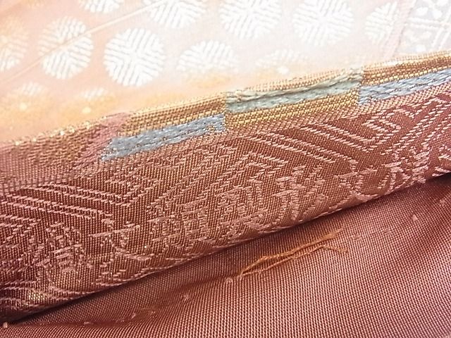 平和屋着物◎六通柄袋帯 織文類裂形文様 金糸 逸品 DAAG5576tw