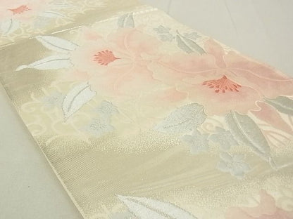 平和屋着物◎六通柄袋帯 唐織 草花文 銀糸 逸品 DAAG5558tw