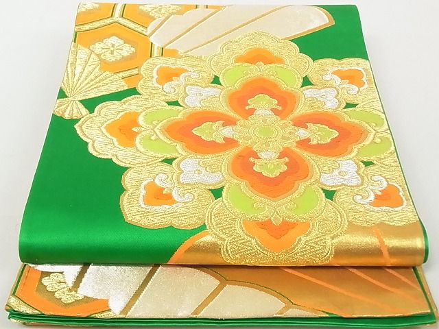 平和屋着物◎六通柄袋帯　扇面正倉院花文　金銀糸　逸品　DAAG5562tw
