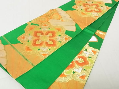 平和屋着物◎六通柄袋帯　扇面正倉院花文　金銀糸　逸品　DAAG5562tw