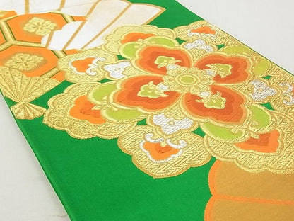 平和屋着物◎六通柄袋帯　扇面正倉院花文　金銀糸　逸品　DAAG5562tw