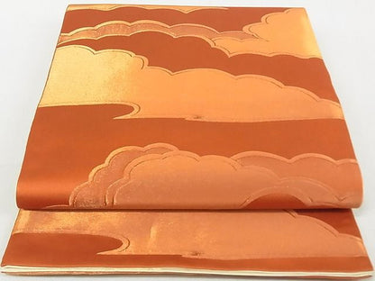 平和屋着物◎両面全通柄袋帯 雲重ね文 金糸 逸品 DAAG5561tw