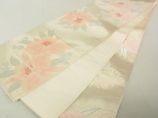 平和屋着物◎六通柄袋帯 唐織 草花文 銀糸 逸品 DAAG5558tw