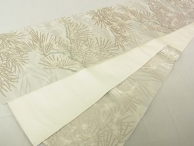 平和屋着物◎六通柄袋帯 松葉文 銀糸 逸品 DAAG5565tw