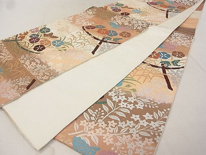 平和屋着物◎六通柄袋帯 唐織 草花文 金糸 逸品 DAAG5593tw