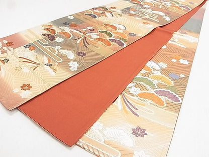 平和屋着物◎六通柄袋帯 唐織 立波鳳凰松文 金糸 逸品 DAAG5613tw