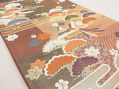 平和屋着物◎六通柄袋帯 唐織 立波鳳凰松文 金糸 逸品 DAAG5613tw