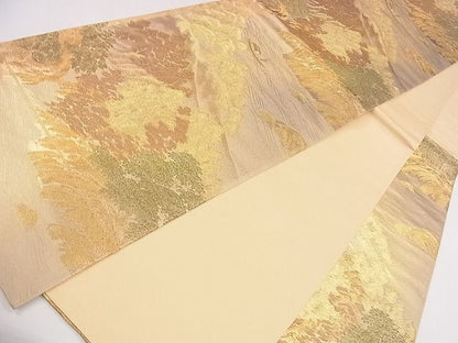 平和屋着物◎六通柄袋帯 遠山流水草木文 金糸 逸品 CAAG1964eg