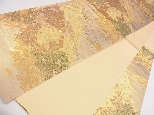 平和屋着物◎六通柄袋帯 遠山流水草木文 金糸 逸品 CAAG1964eg