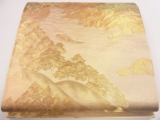 平和屋着物◎六通柄袋帯 遠山流水草木文 金糸 逸品 CAAG1964eg