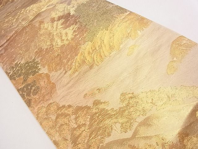 平和屋着物◎六通柄袋帯 遠山流水草木文 金糸 逸品 CAAG1964eg