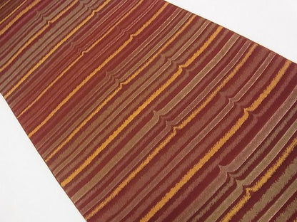 平和屋着物◎全通柄袋帯 横段文 金糸 逸品 未使用 CAAG1975eg