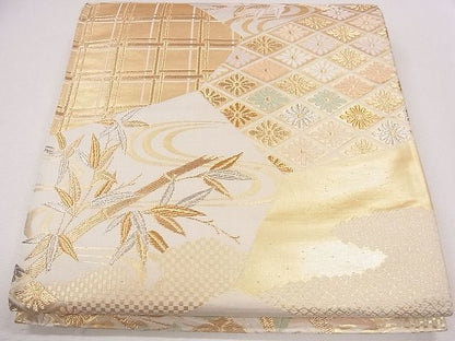 平和屋着物◎六通柄袋帯 唐織 流水笹竹菱花文 金銀糸 逸品 CAAG1999eg